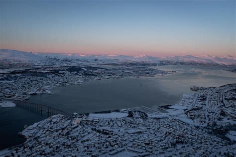 Premium Photo Troms Norway Cityscape In Winter Covered With Snow View