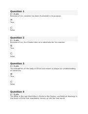 Test 3 Docx Question 1 4 4 Pts Because Of Sin Creation Has Been