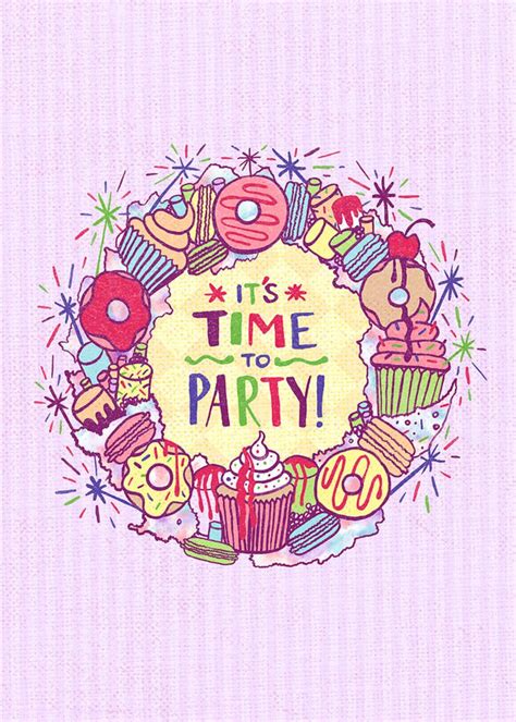 Its Time To Party Birthday Greeting Card Art By Jen Montgomery