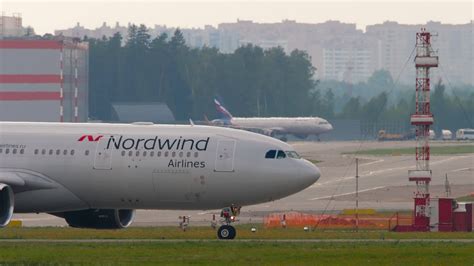 MOSCOW, RUSSIAN FEDERATION JULY 30, 2021 - Plane of Nordwind Airlines
