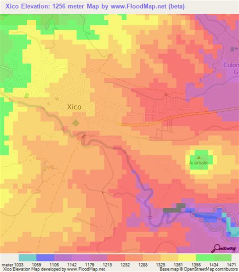 Elevation Of Xicomexico Elevation Map Topography Contour