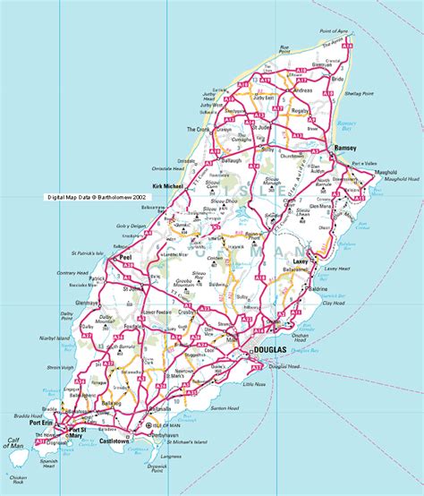 Isle Of Man Roads Map Mappery