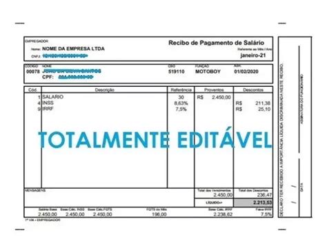 Modelo Holerite Contra Cheque Edit Vel No Excel Mercadolivre