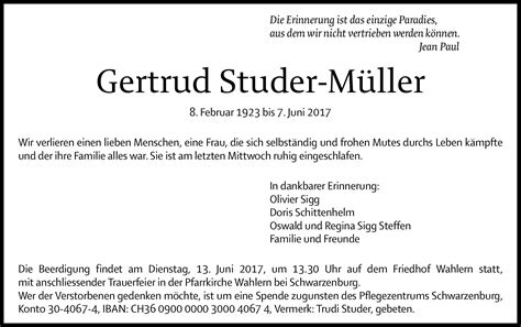 Gertrud Studer M Ller Hommages