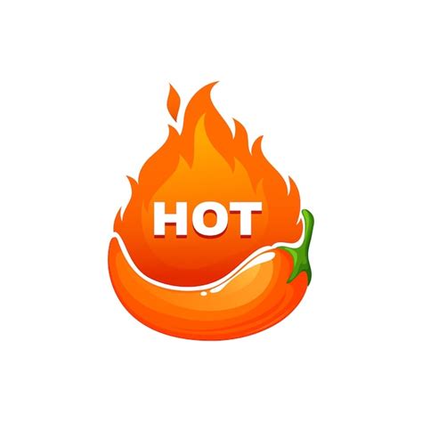 Premium Vector | Chili pepper spicy food label on orange fire flame