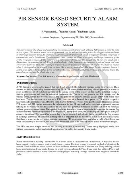 Pir Sensor Based Security Alarm System Ijariie10061 Pdf Infrared