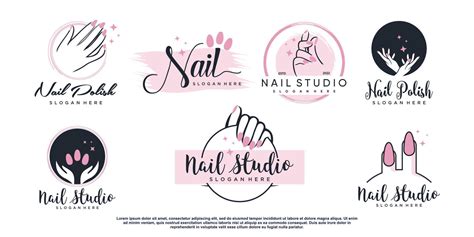 Beauty Nail Logo Design Vector With Creative Element Concept Premium