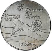 10 dollars Olympiades de Montréal Natation Canada Numista