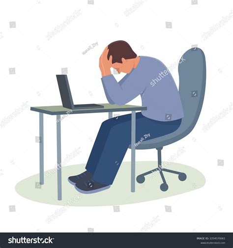 Man Sitting Table Holding His Head Stock Vector (Royalty Free ...