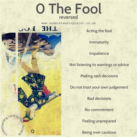 0 The Fool Reversed | Tarot, Tarot card meanings, Tarot interpretation