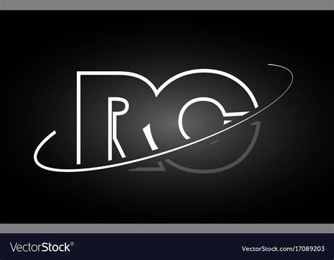 Rc R C Letter Alphabet Logo Black White Icon Vector Image