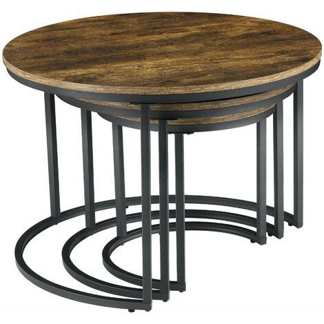 Lot De Tables Basses Gigognes Effet Bois Fonc Rondes