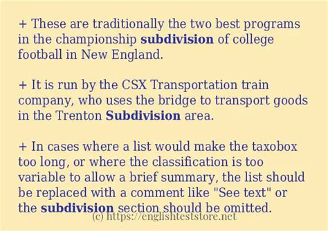 "subdivision" - sentence examples - EnglishTestStore Blog