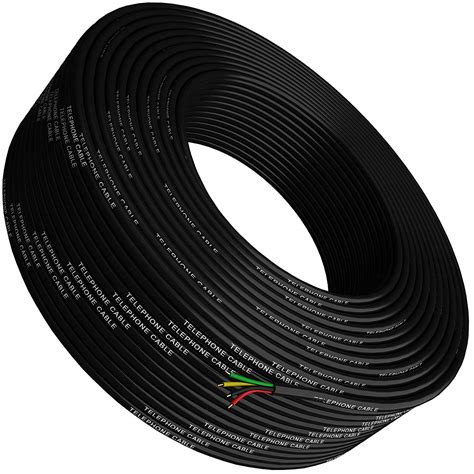 Phone Cable 300ft Rounded Black Roll 4x104 Reel Round Long Cord — Tupavco