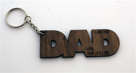 Personalized Dad Key Chain Keyring For Dad Wooden Laser