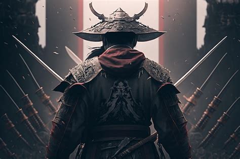 Premium Ai Image Samurai Warrior With Katana Ready To Fight Against