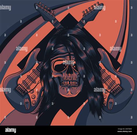 Skull With Crossing Guitars Vector Illustration Design Stock Vector Image And Art Alamy