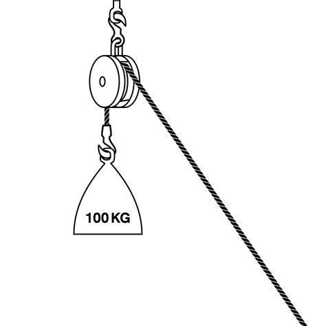 Fixed pulley system isolated on white background. Loaded Movable Pulleys. Physics experiment for ...