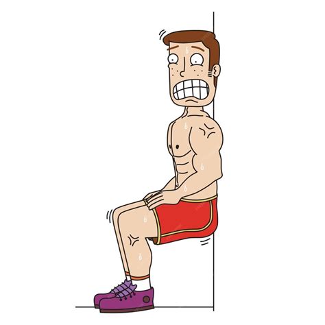 Premium Vector | Man doing wall sit exercise