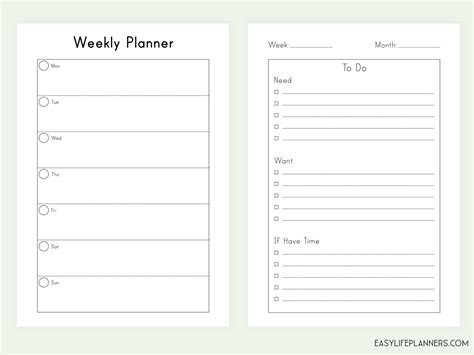 A5 Planner Inserts Weekly Printable A5 Weekly Insert Weekly Etsy