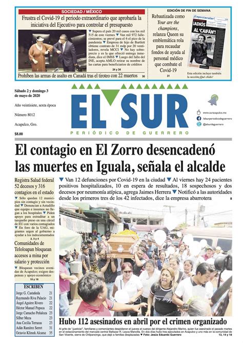 Nuestra Portada De La Edici N De Este S Bado De Mayo De El Sur