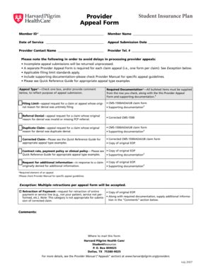 Harvard Pilgrim Appeal Form Fill And Sign Printable Template Online