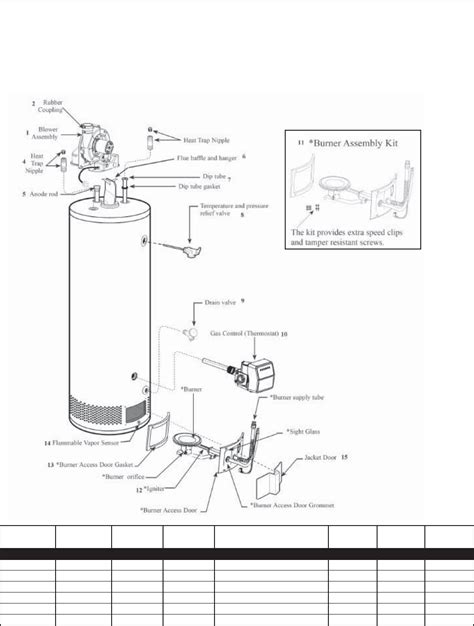 Marathon Water Heater Parts Diagram