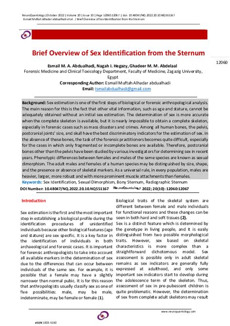 Pdf Brief Overview Of Sex Identification From The Sternum