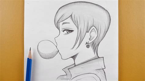 How To Draw Anime Girl Chewing Gum Drawing Idea With Easy To Sketch Youtube