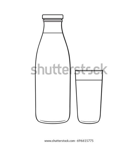 Side View Drawing Bottle Glass Liquid Stock Vector Royalty Free 696615775