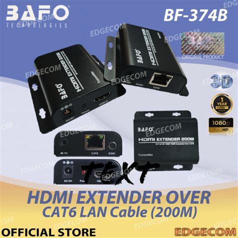 Jual HDMI Extender Over Cat6 Lan Cable 200 Meter BF 374B BAFO ORIGINAL