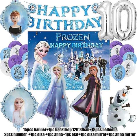 Frozen Birthday Party Decoration Set Anna Elsa Olaf Snowflake Banner