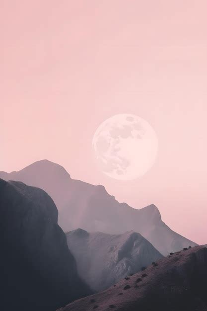 Premium AI Image | A pink sky with a moon above it