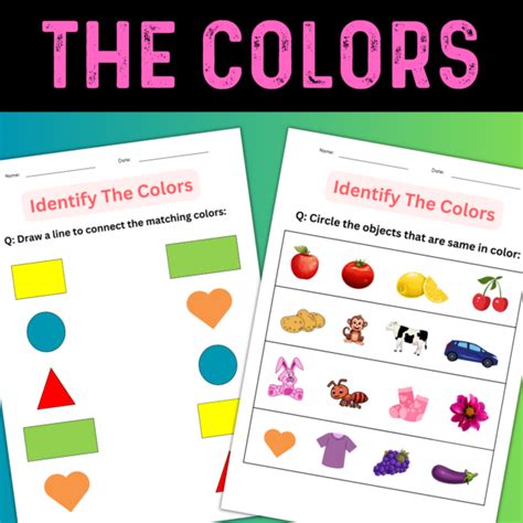 Printable Color Identification Matching Colors Worksheets For Kindergarten Made By Teachers