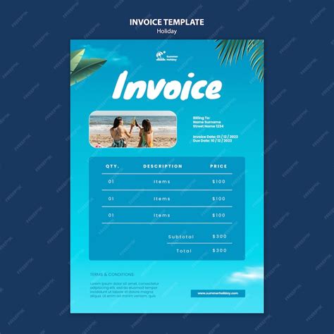 Free Psd Realistic Summer Holiday Invoice Template