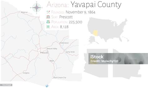 Map Of Yavapai County In Arizona Stock Illustration Download Image Now Arizona Prescott