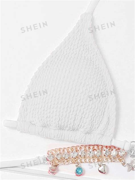 SHEIN Swim Ensemble bikini texturé à strass à chaîne triangulaire