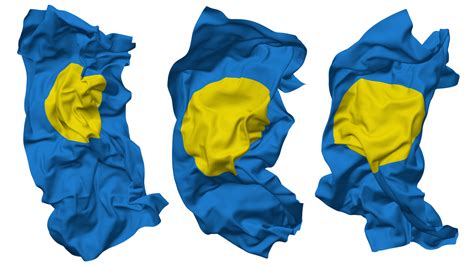 Free Palau Flag Waves Isolated In Different Styles With Bump Texture