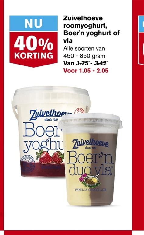 Zuivelhoeve Roomyoghurt Boer N Yoghurt Of Vla Gram Aanbieding