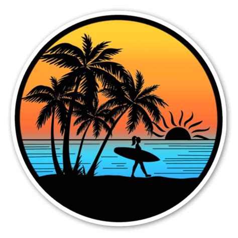 Surf Al Atardecer Retro Surf Art Surf Stickers Surf Art