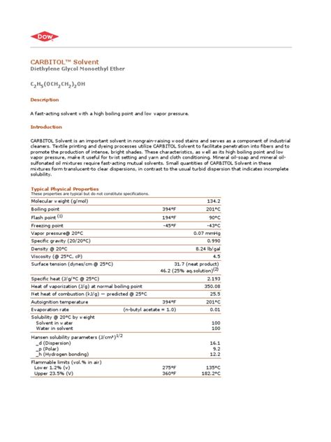 Carbitol Solvent | PDF | Solvent | Boiling