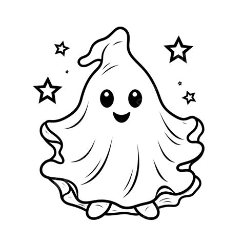 A Funny Doodle Style Ghost Halloween Concept Coloring Vector