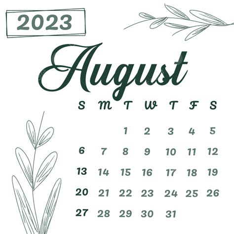 August Monthly Calendar Png Vector Psd And Clipart With Transparent