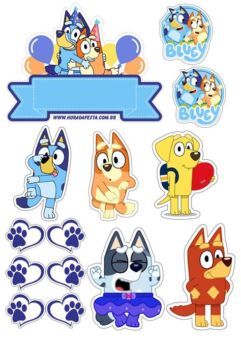 Topo De Bolo Para Imprimir Bluey E Sua Turma Desenho Disney