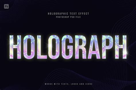 Holographic Text Effect Mockup Text Effects Holographic Mockup Images