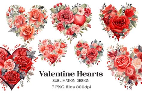 Valentine Day Heart Florals PNG Graphic By Larysa Zabrotskaya