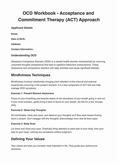 Ocd Worksheet And Example Free Pdf Download