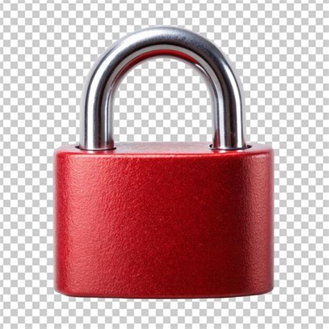 premium psd  red padlock  transparent background