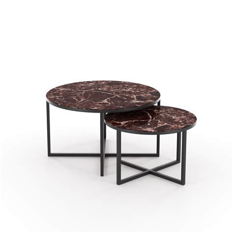 Marmeren Salontafel Set Rond Emperador Dark Marble Things