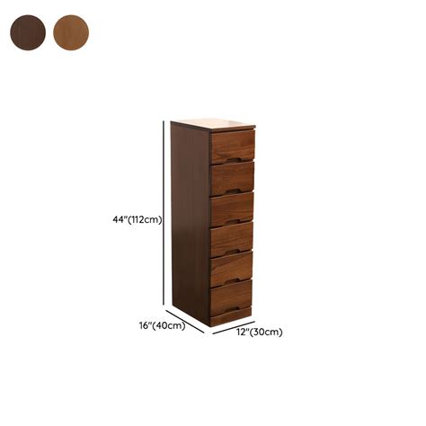 Modern Solid Wood Lingerie Chest With Drawers Narrow Design Walnut